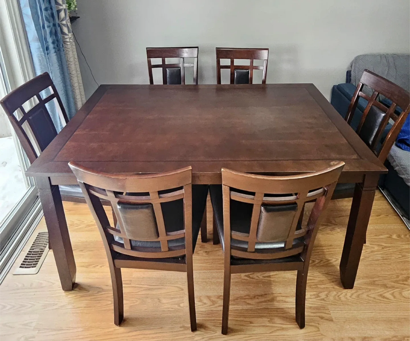 Dining Table with 6 Chairs - Brown Wood
