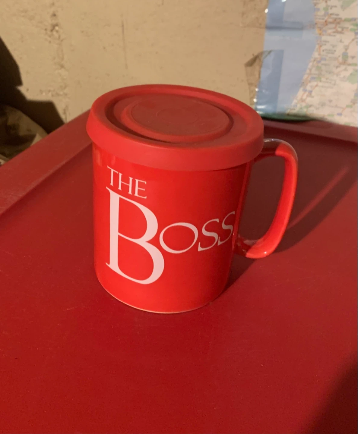Red "The Boss" Mug with Lid#1Cleanout