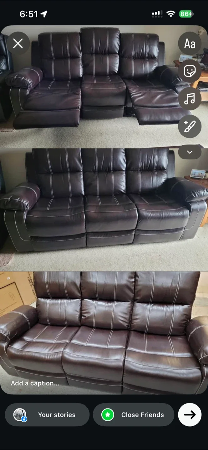 Manual Reclining Leather Sofa image indicator(3)