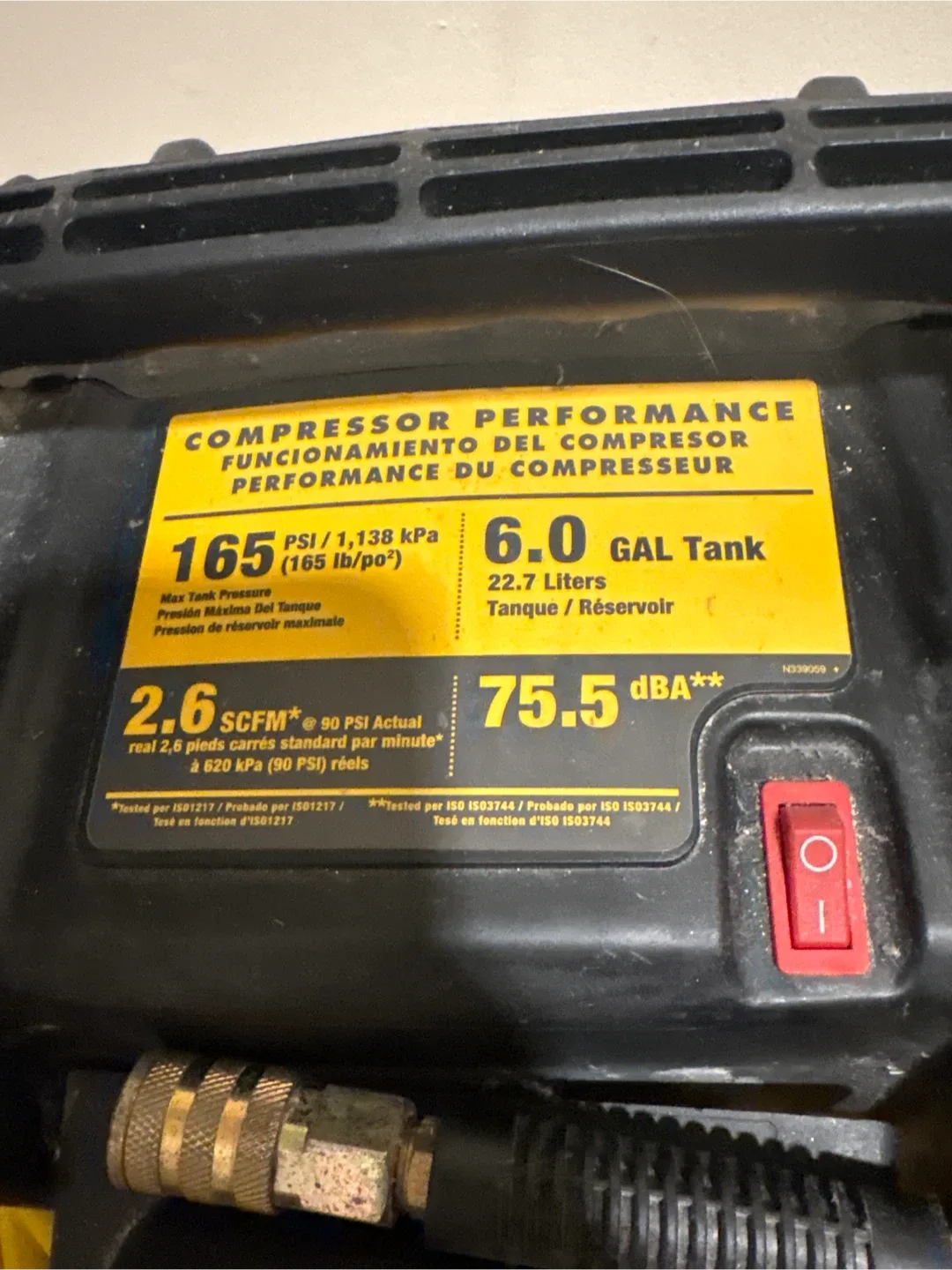 DeWalt 6.0 Gal Tank Air Compressor image indicator(3)