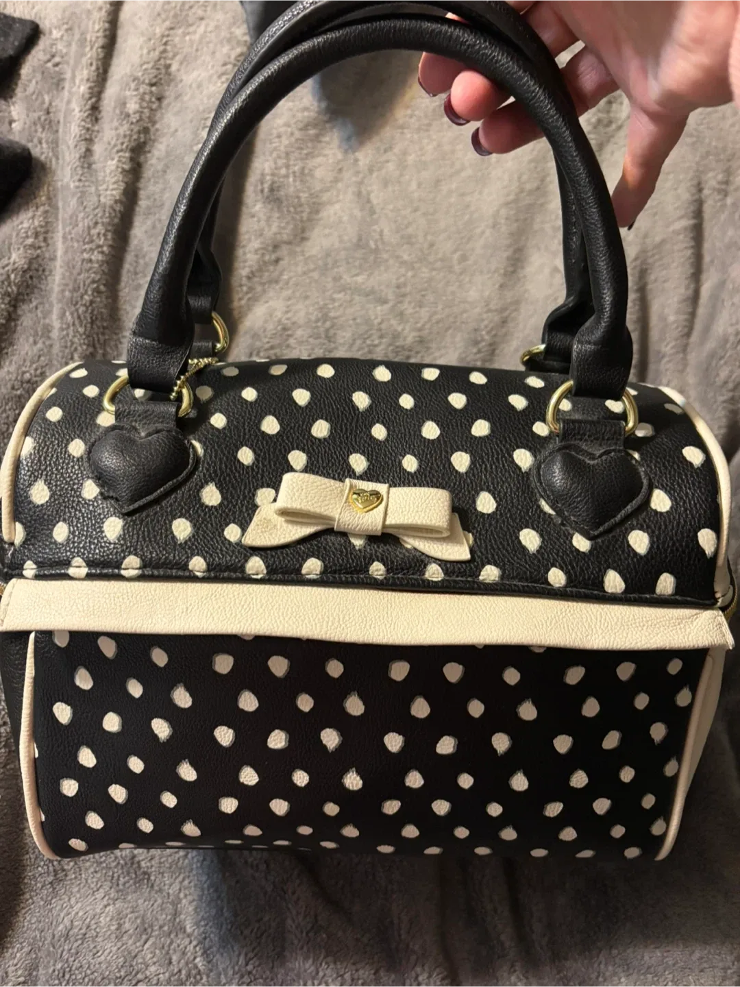 Betsey Johnson Black & White Polka Dot Satchel