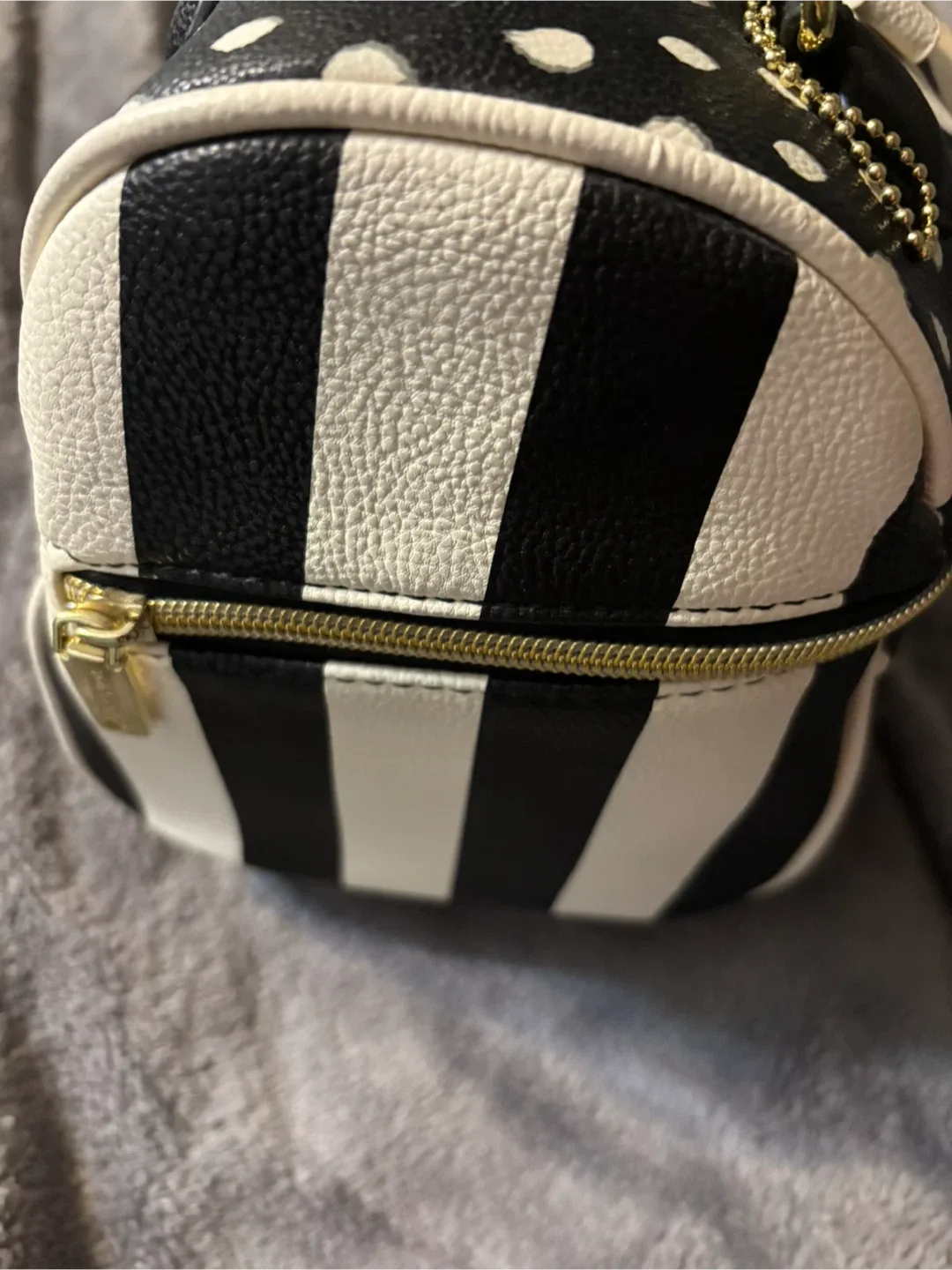 Betsey Johnson Black & White Polka Dot Satchel image indicator(4)