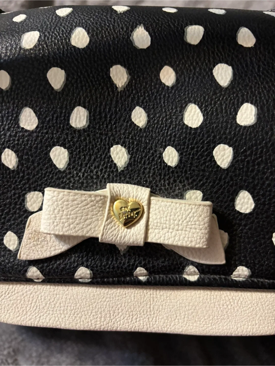 Betsey Johnson Black & White Polka Dot Satchel image indicator(2)