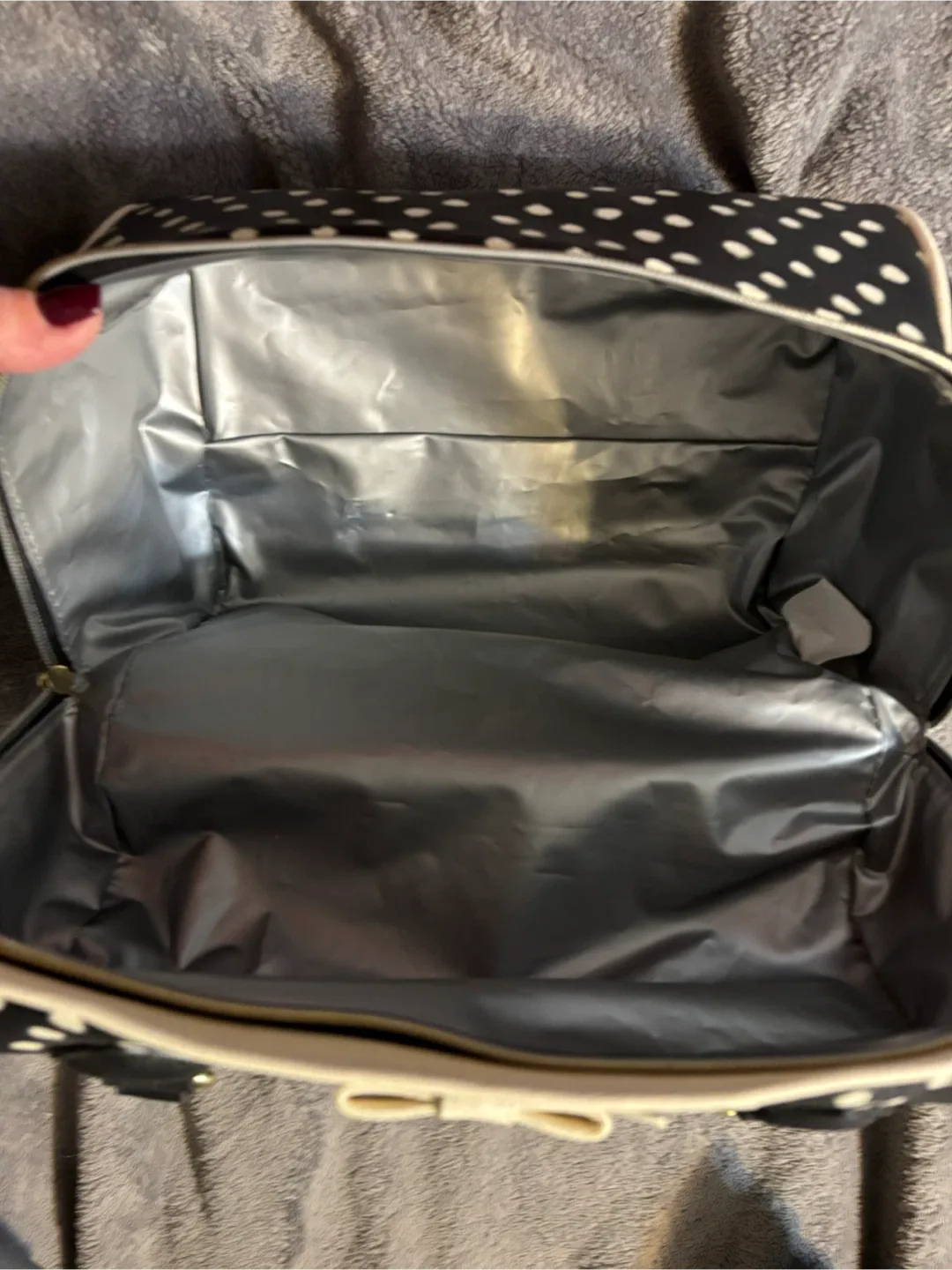 Betsey Johnson Black & White Polka Dot Satchel image indicator(10)