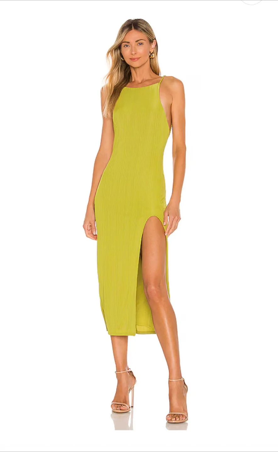 Camila Coelho Shelly Midi Dress Green Small Retail $228 NEW