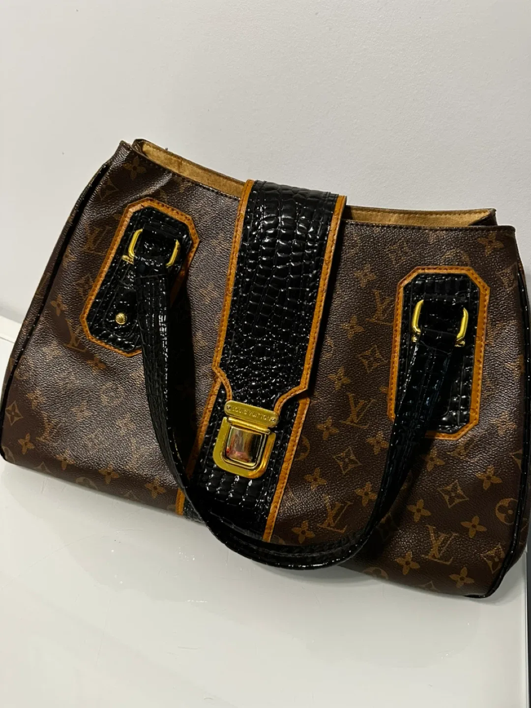 Louis Vuitton Monogram Canvas Leather Trim Handbag