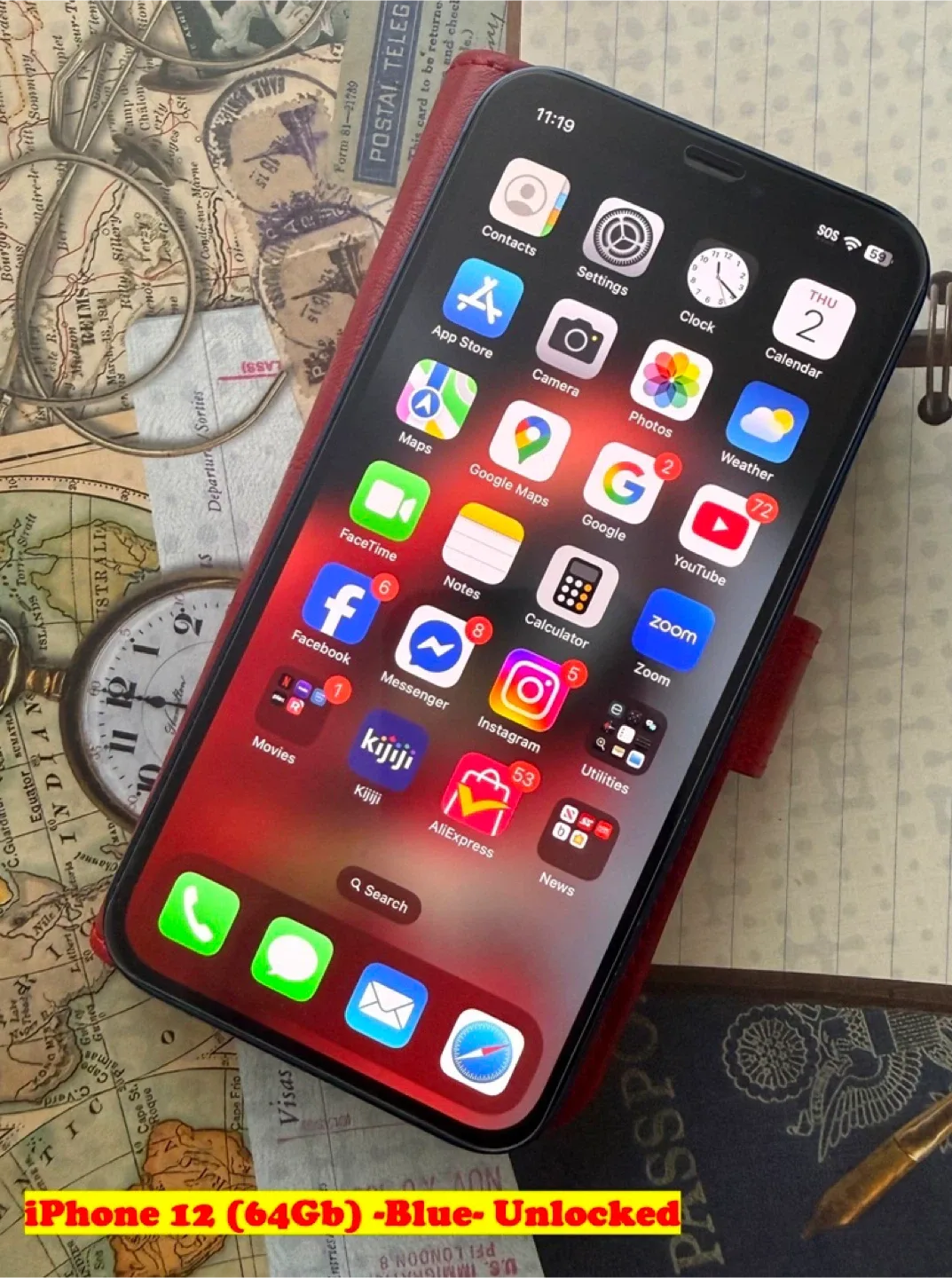 iPhone 12 (64Gb) -Blue- Unlocked with accessories