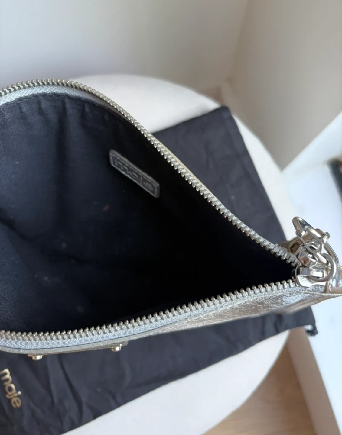 Maje Gold & Silver Metallic Leather Clutch image indicator(3)