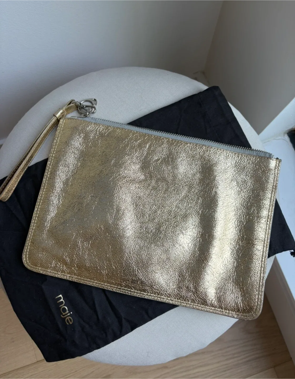 Maje Gold & Silver Metallic Leather Clutch image indicator(2)