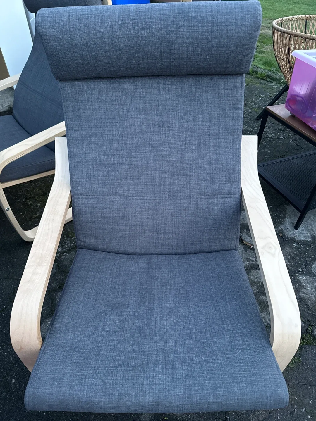 IKEA POÄNG Armchair - Birch Veneer/Skiftebo Dark Gray