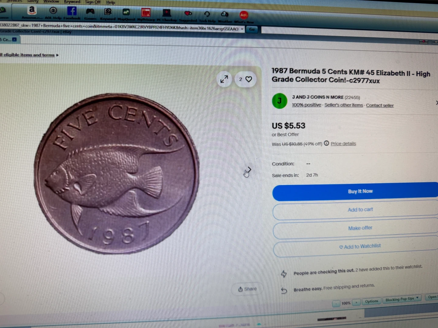 1987 Bermuda 5 Cents Coin - photo 2