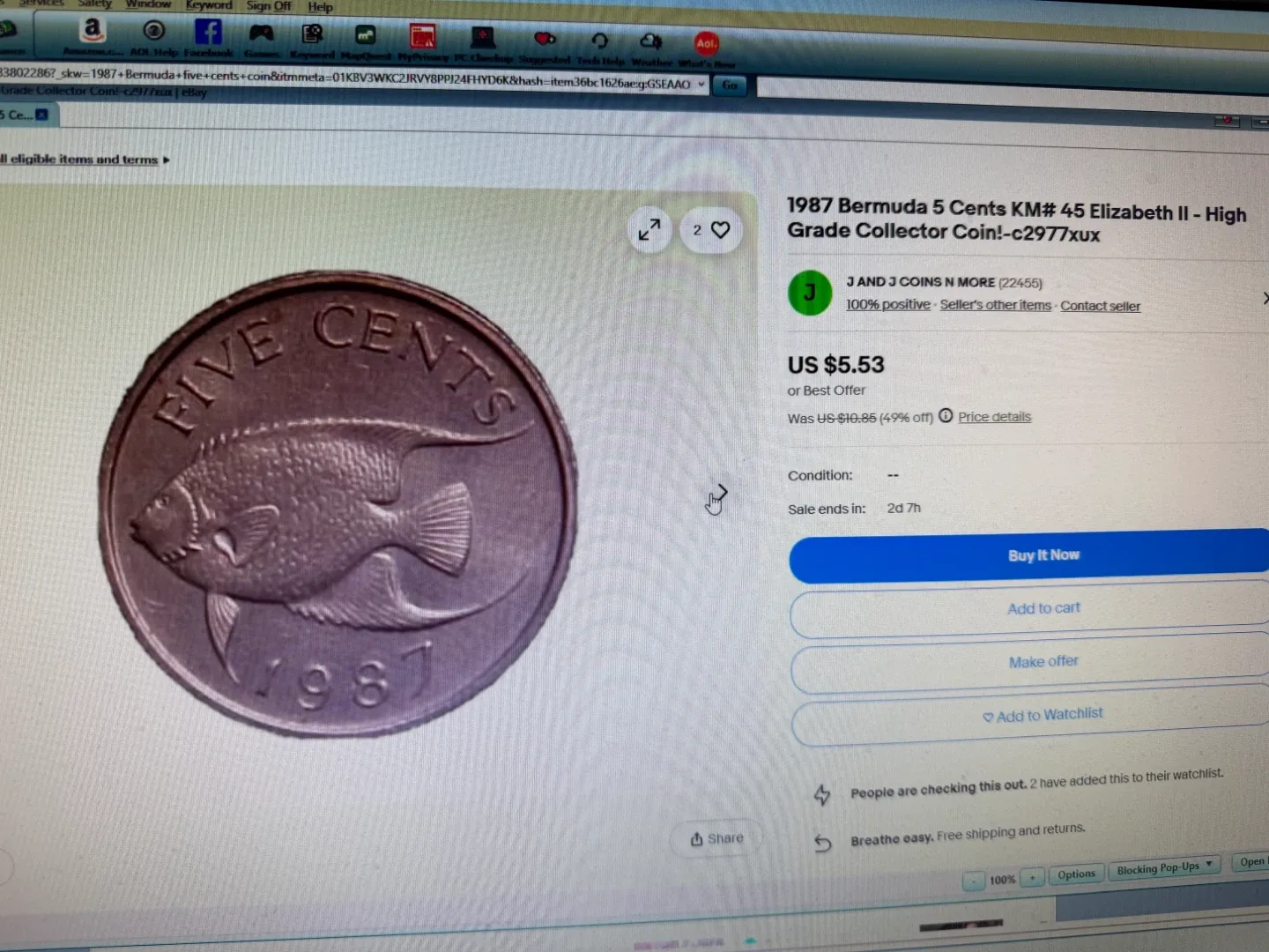 1987 Bermuda 5 Cents Coin image indicator(2)