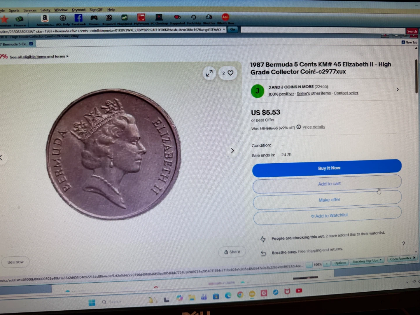 1987 Bermuda 5 Cents Coin