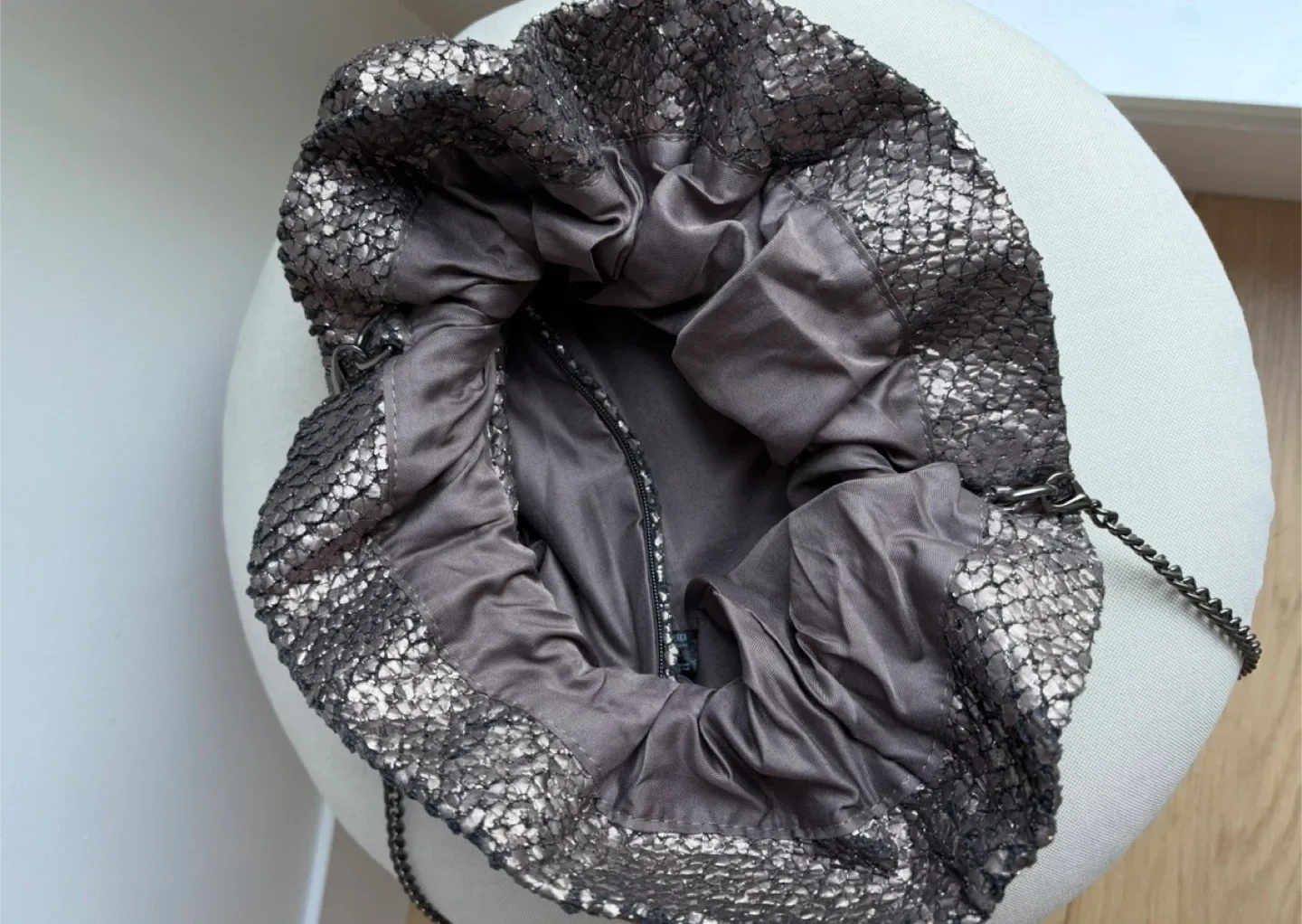 Anthropologie Bronze Clutch with Shoulder Strap image indicator(3)