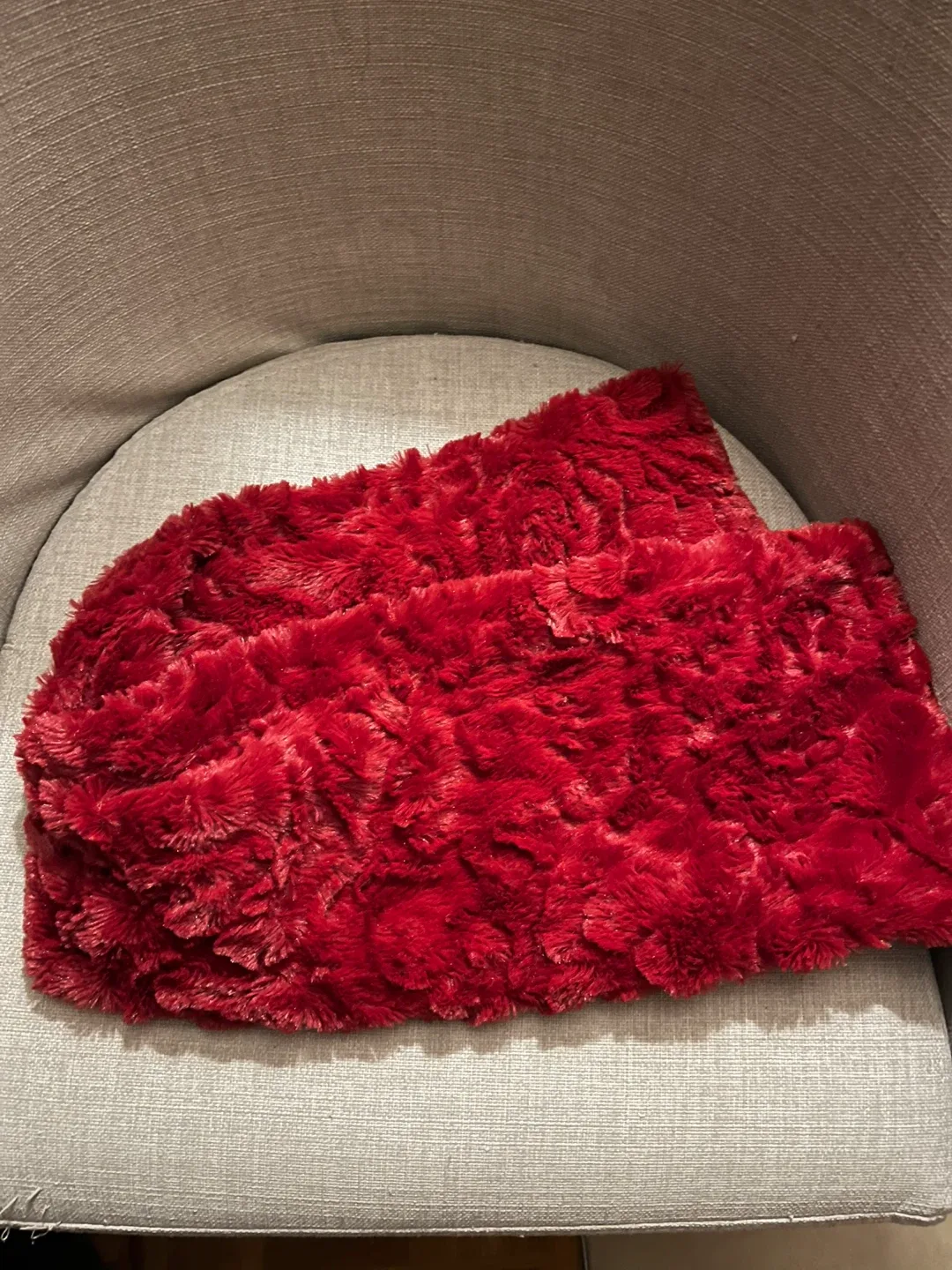 Red Plush Circle Scarf