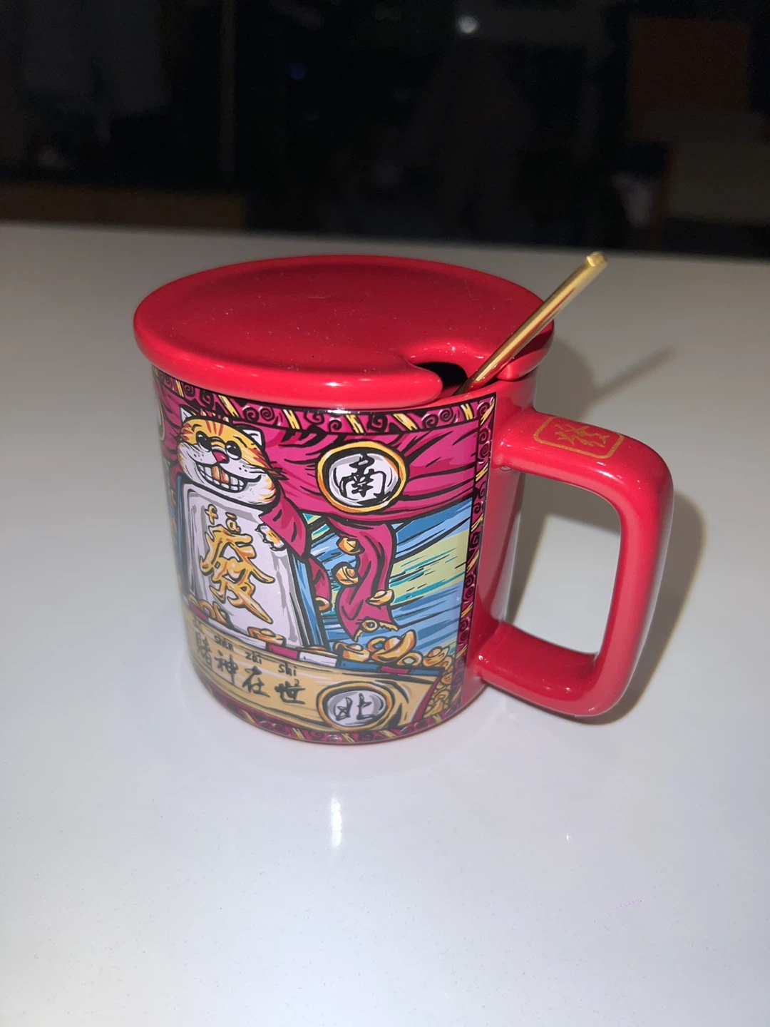 Red Mug with Lid and Spoon - photo 2