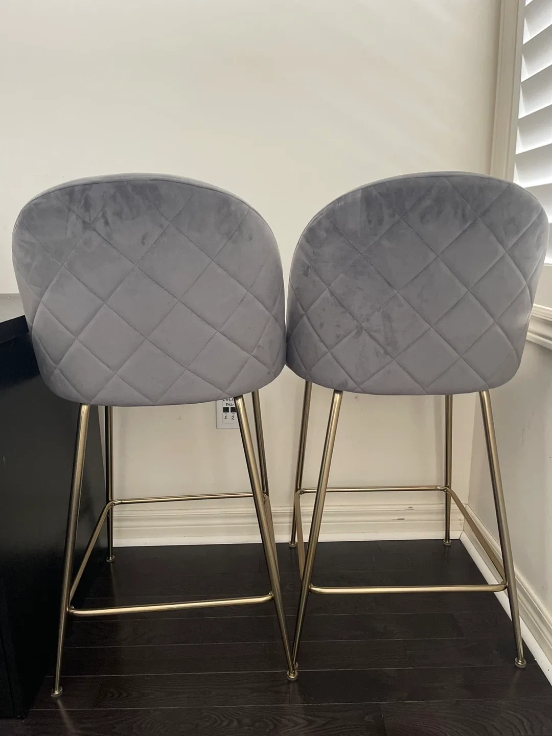Set of 2 Grey Velvet Bar Stools image indicator(2)