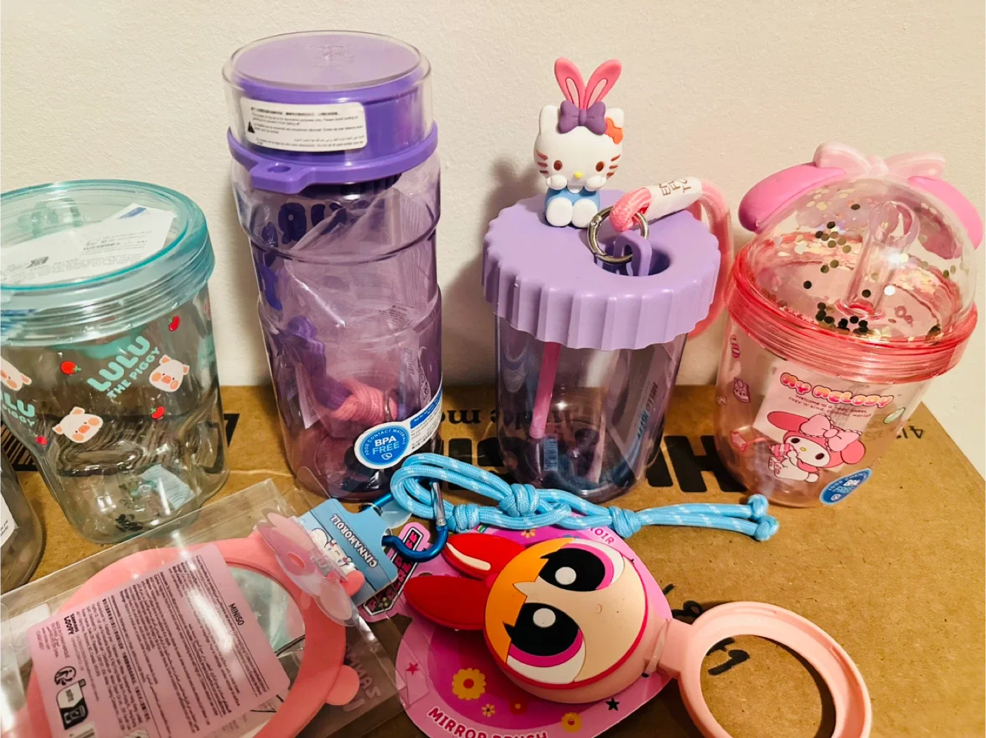 Miniso Sanrio Water Bottles & Mirror image indicator(4)