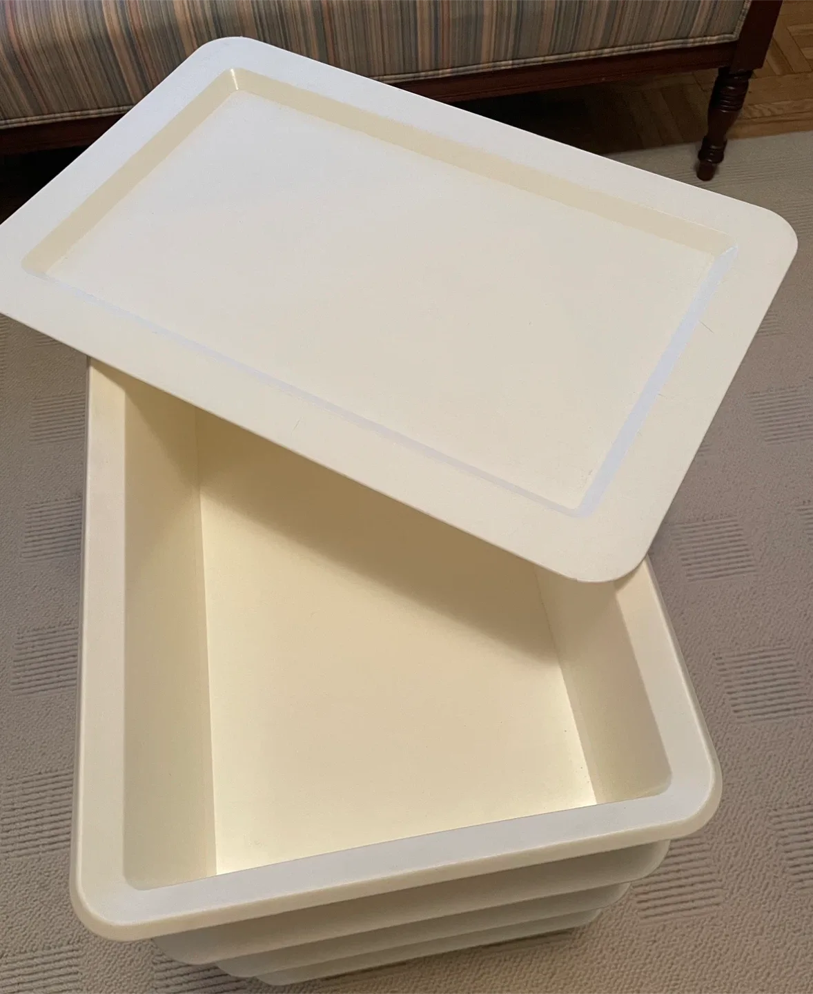 Set of 4 White IKEA Stackable Storage Boxes with Lids image indicator(3)