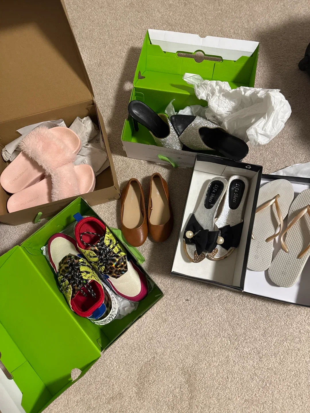 Assorted Women's Shoes: Heels, Flats, Sandals