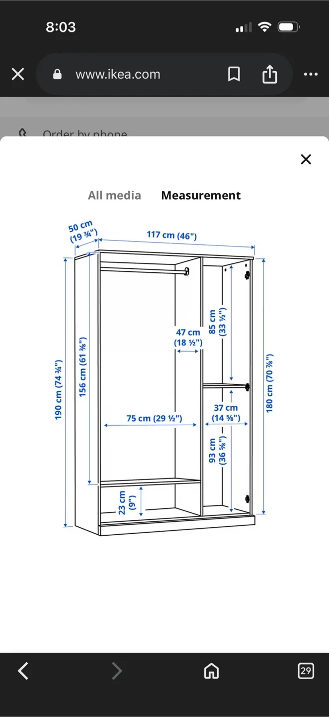 White IKEA Wardrobe with 3 Doors image indicator(7)
