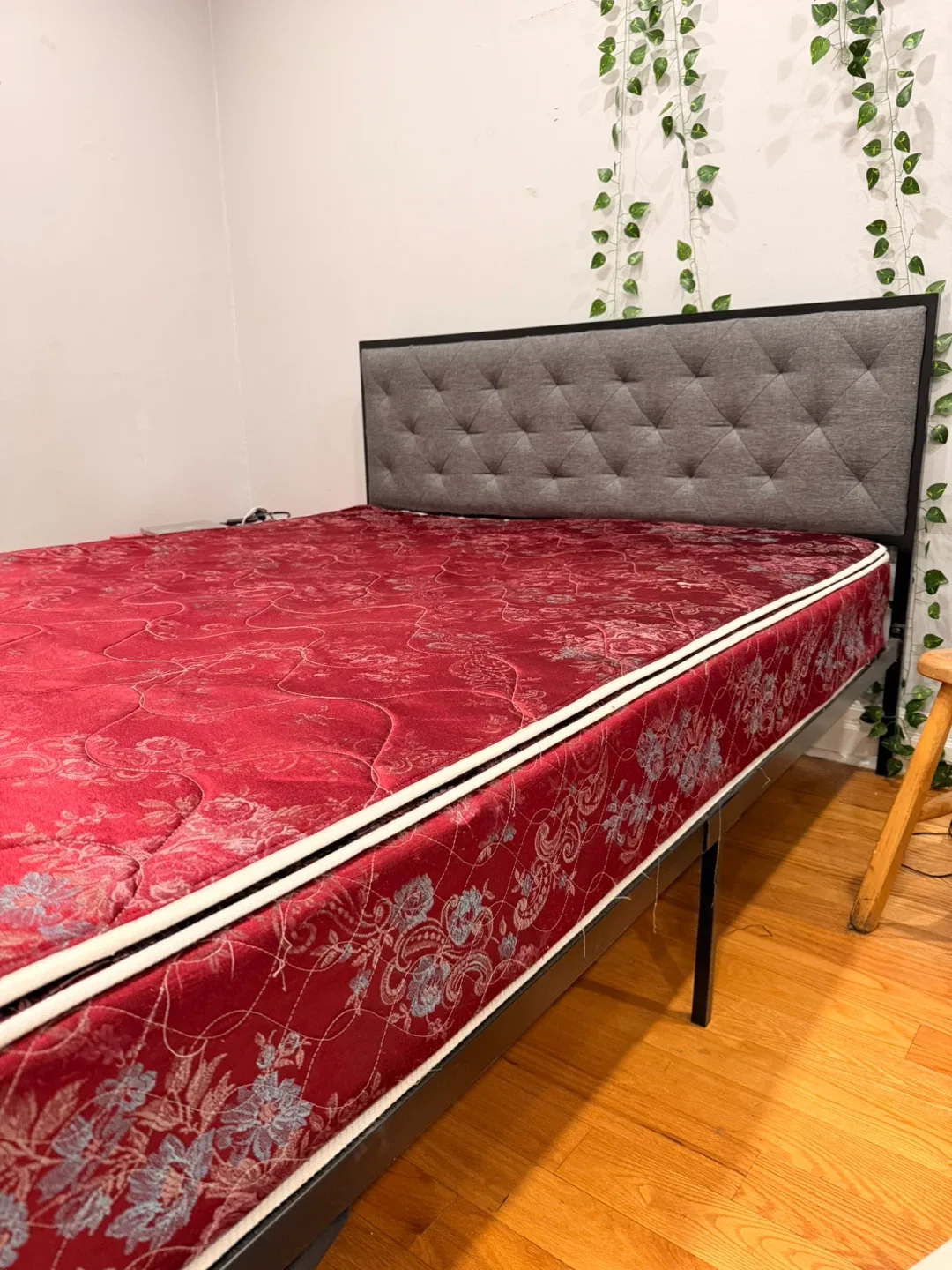 Queen metal Bed Frame with 2 Mattress