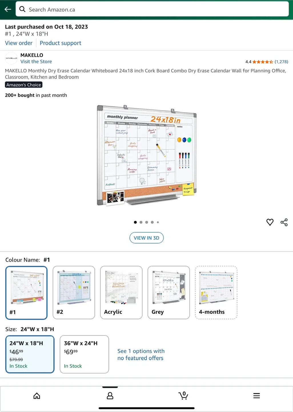 Makello Monthly Dry Erase Calendar 24x18