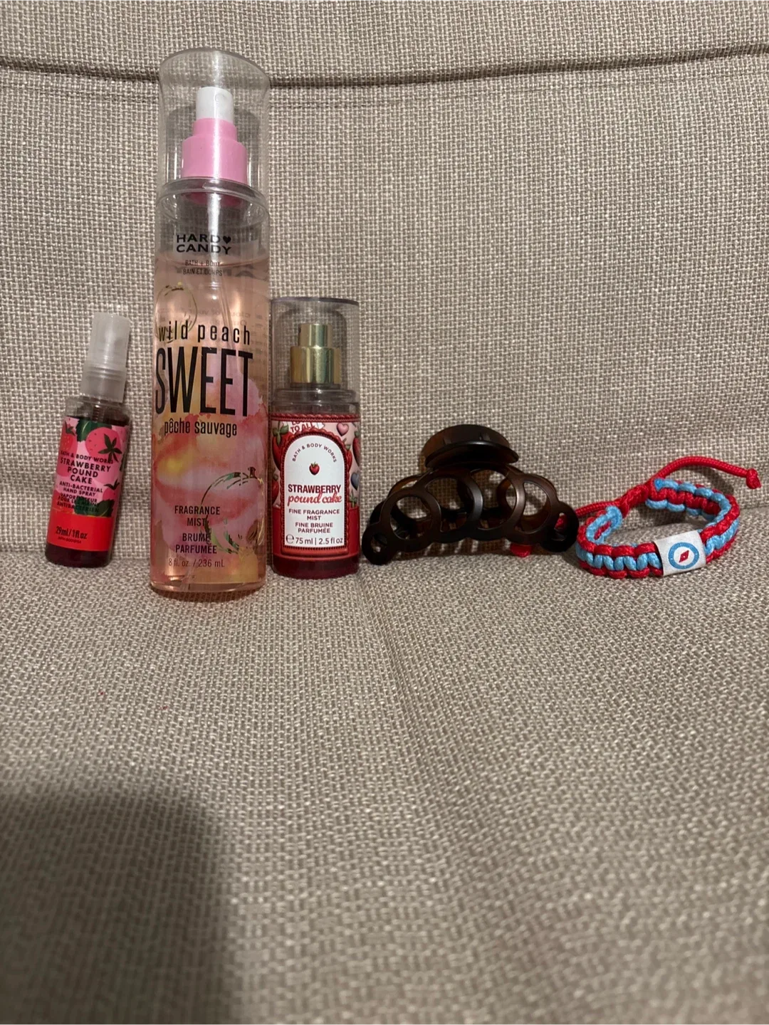 Mists, sprays, claw clip and bracelet