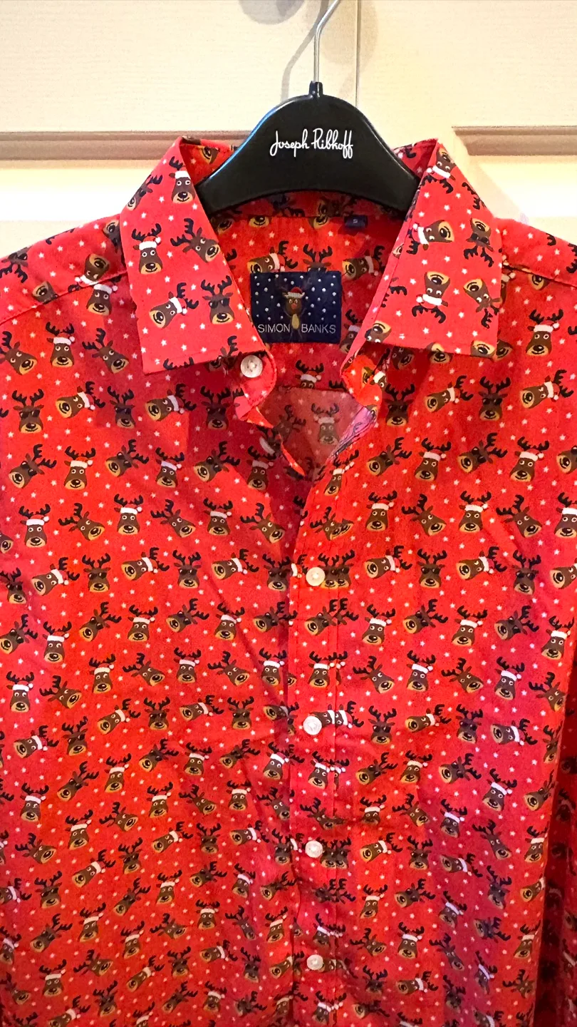 Simon Banks Red Reindeer Print Shirt - Size S image indicator(4)