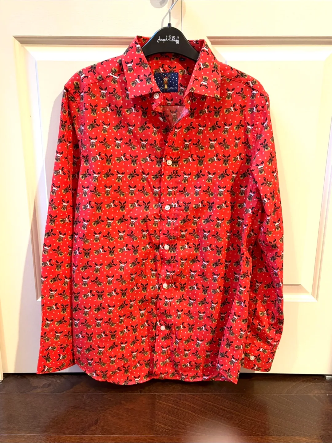 Simon Banks Red Reindeer Print Shirt - Size S