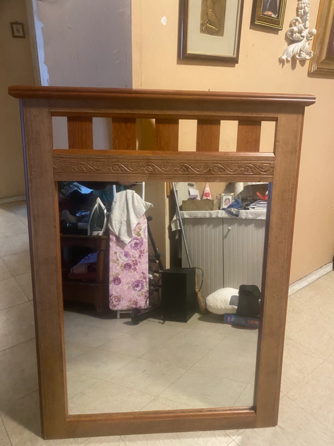 Wooden Framed Wall Mirror - PICK UP ONLY !!