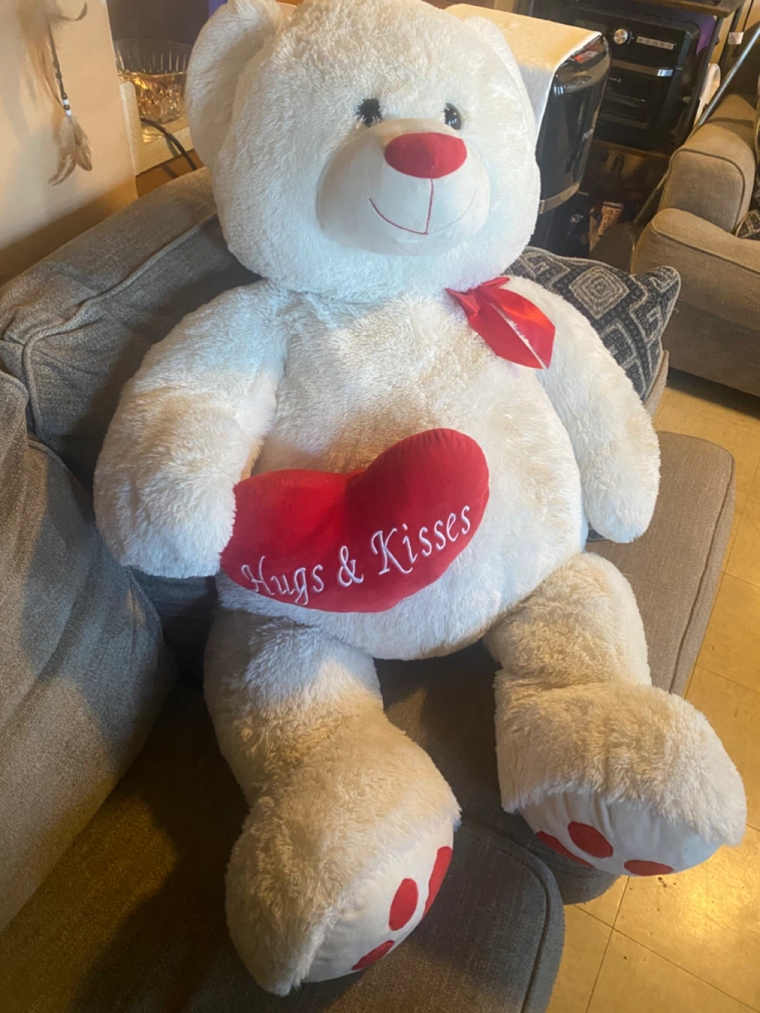 3 Foot Hugs & Kisses White Teddy Bear - PICK UP ONLY !! - photo 5