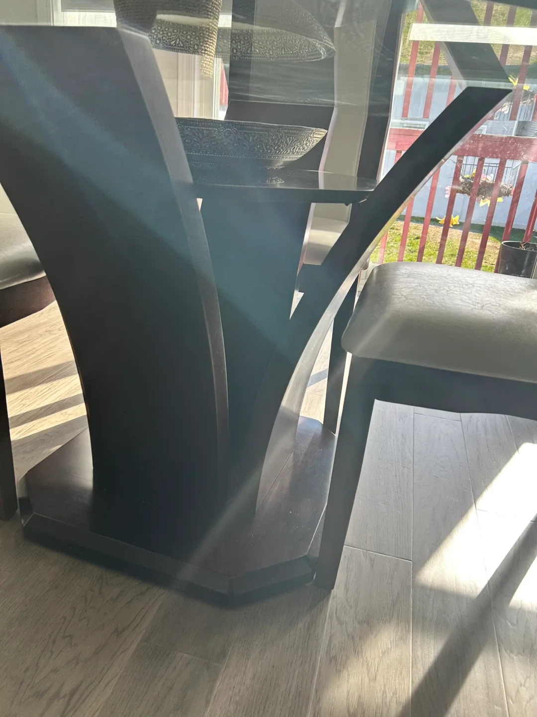 Glass Top Dining Table with 4 Chairs