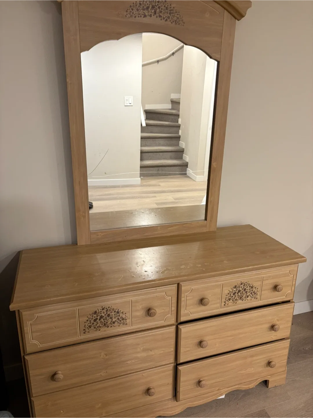 Wood Dresser with Mirror