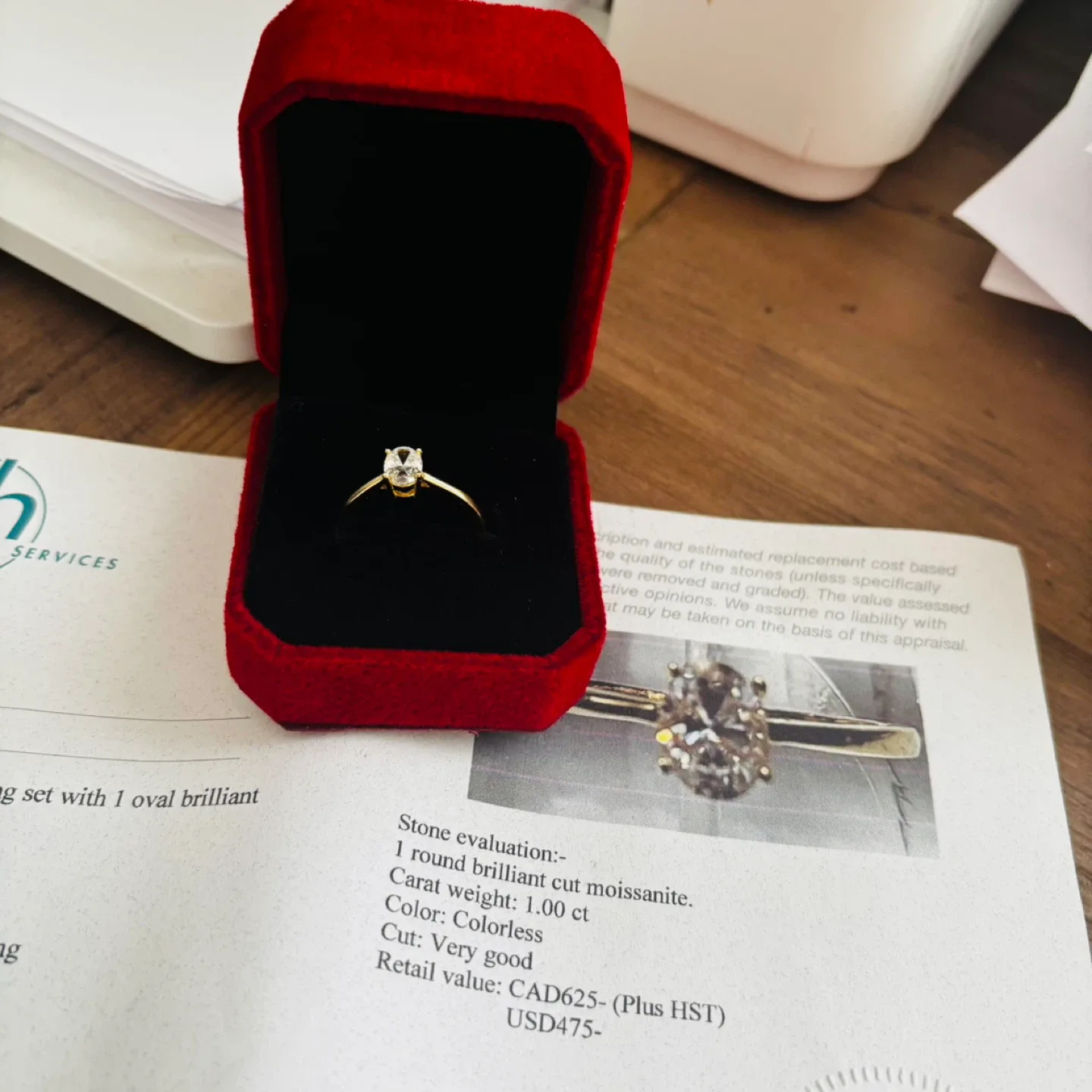 1.00 ct brilliant cut moissanite Ring size 8