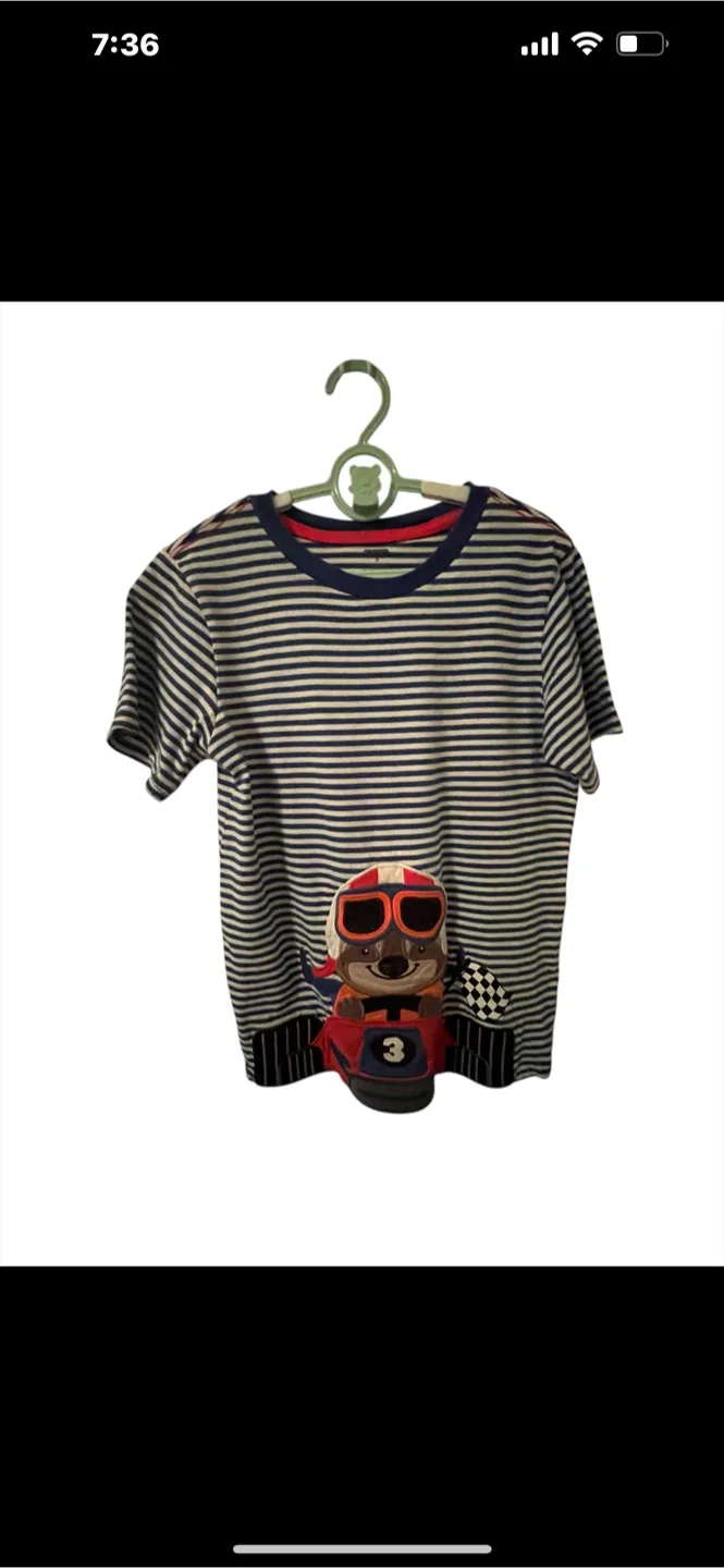 Gymboree Striped Kids T-Shirt with Racer Dog Appliqué