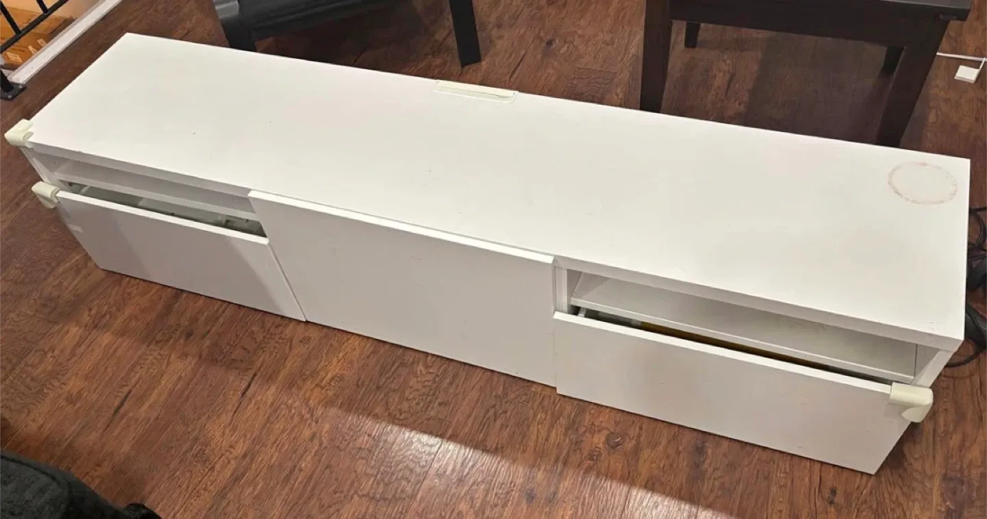White TV Stand with Drawers