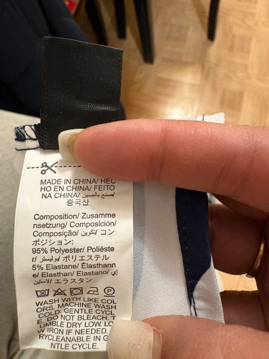 Navy & White Patterned One-Shoulder Blouse #cleanout image indicator(6)