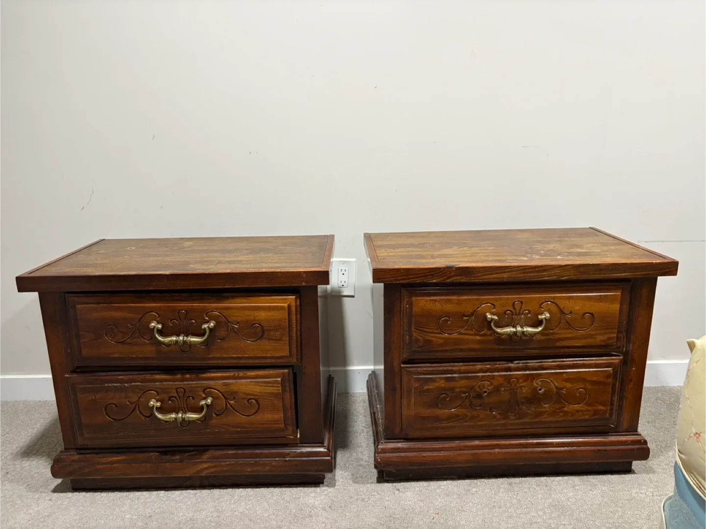 Vintage Wood Dresser & Nightstands Set