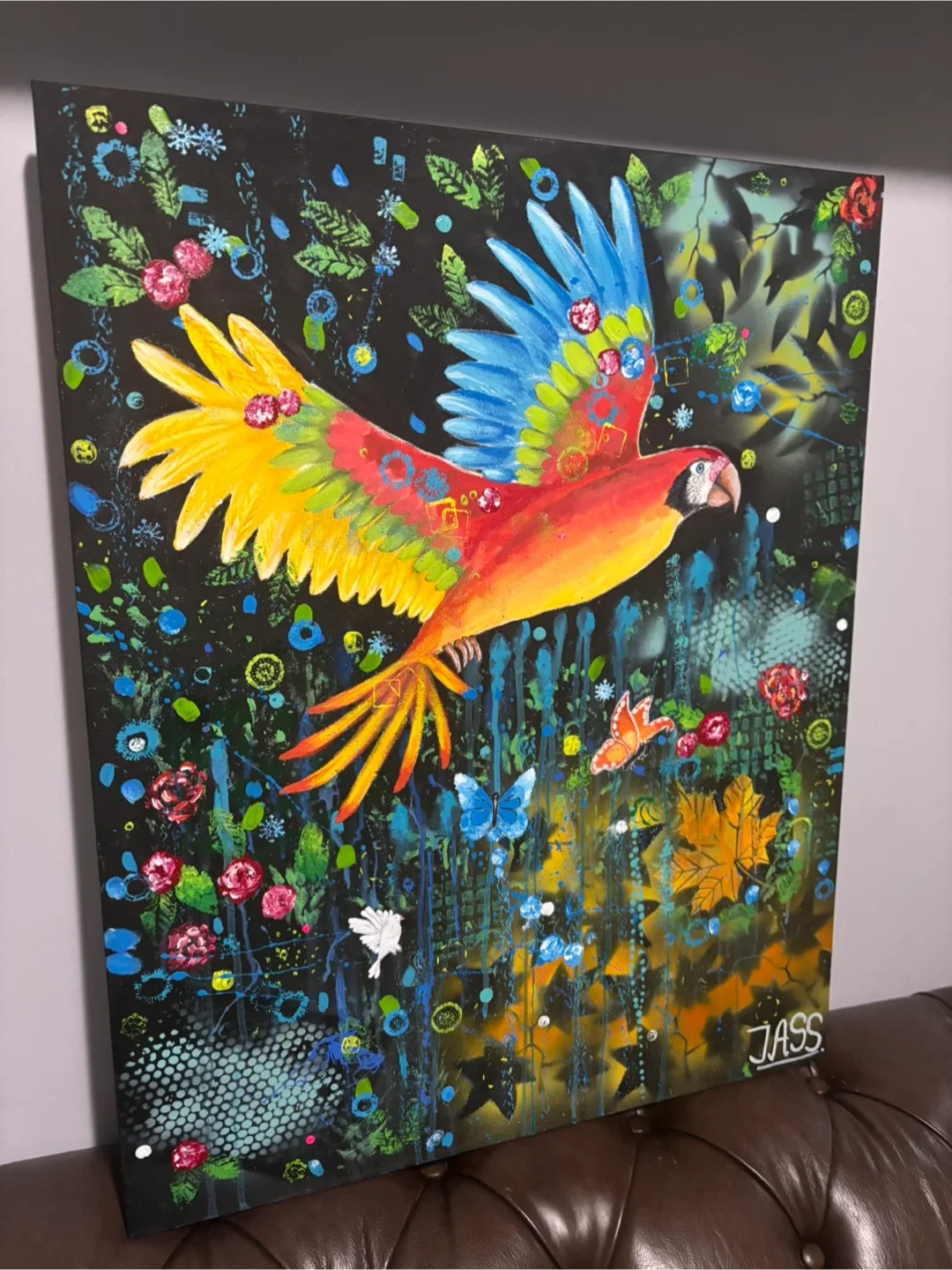 Flying parrot artwork