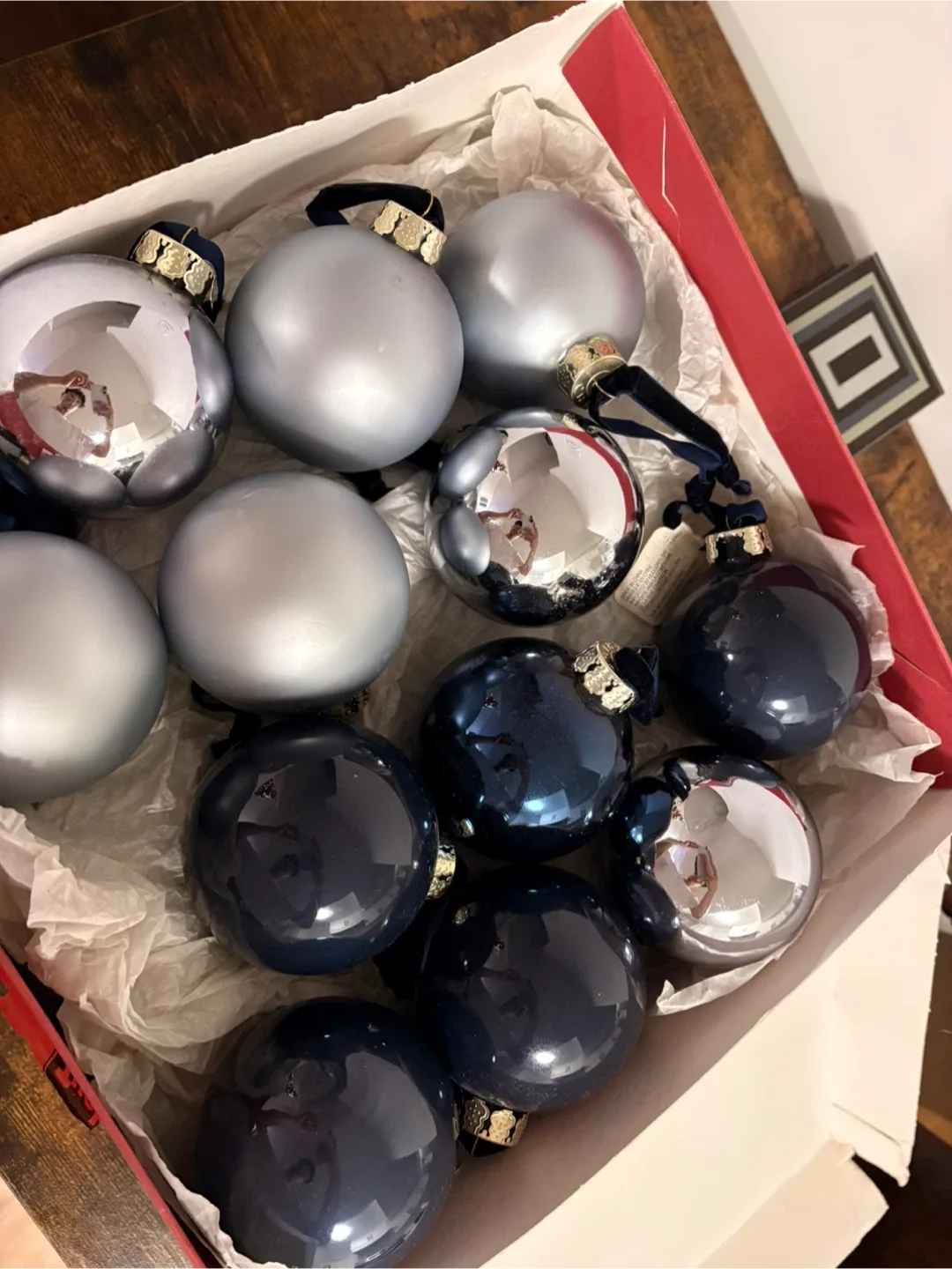 Christmas Ornaments - Blue, Silver, Gold