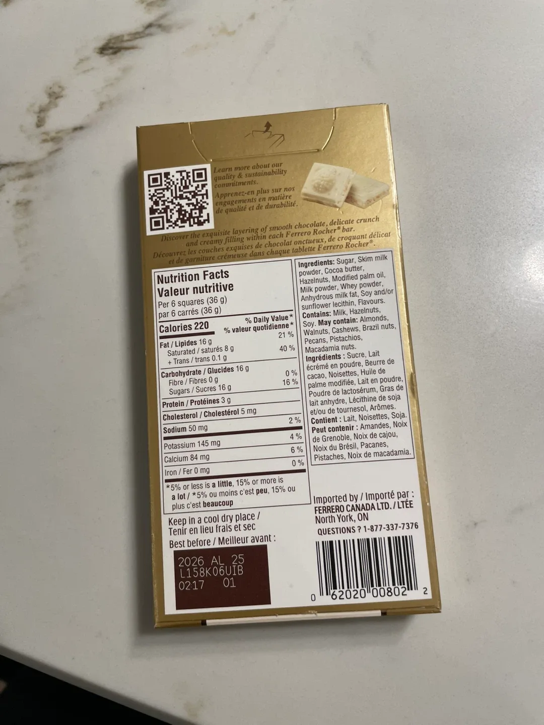Ferrero Rocher White Hazelnut Bar - 90g #cleanout image indicator(2)