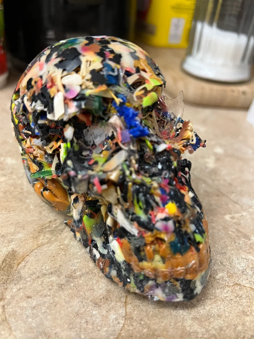 null melted plastic skull