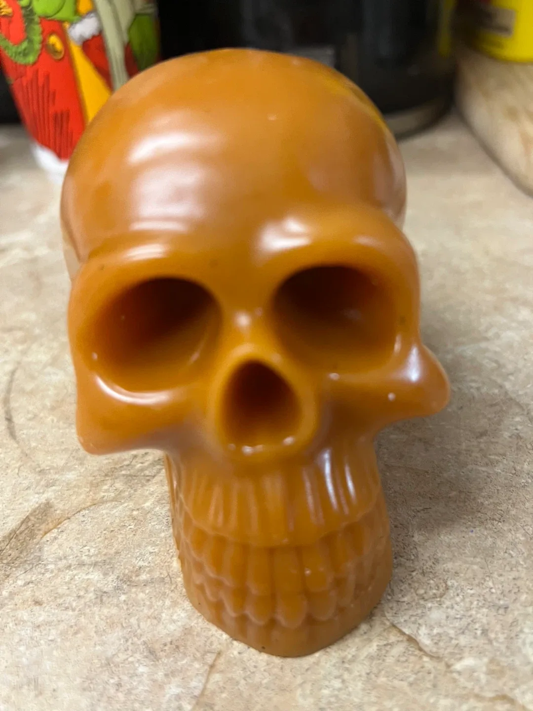 Orange Skull Candle