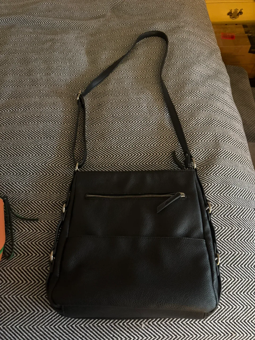 Black faux leather crossbody Bag