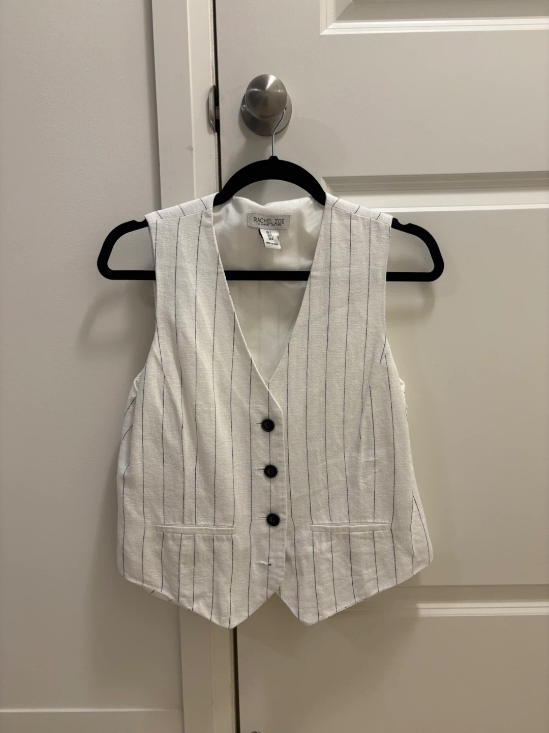 Rachel Zoe White Pinstripe Vest - Size S