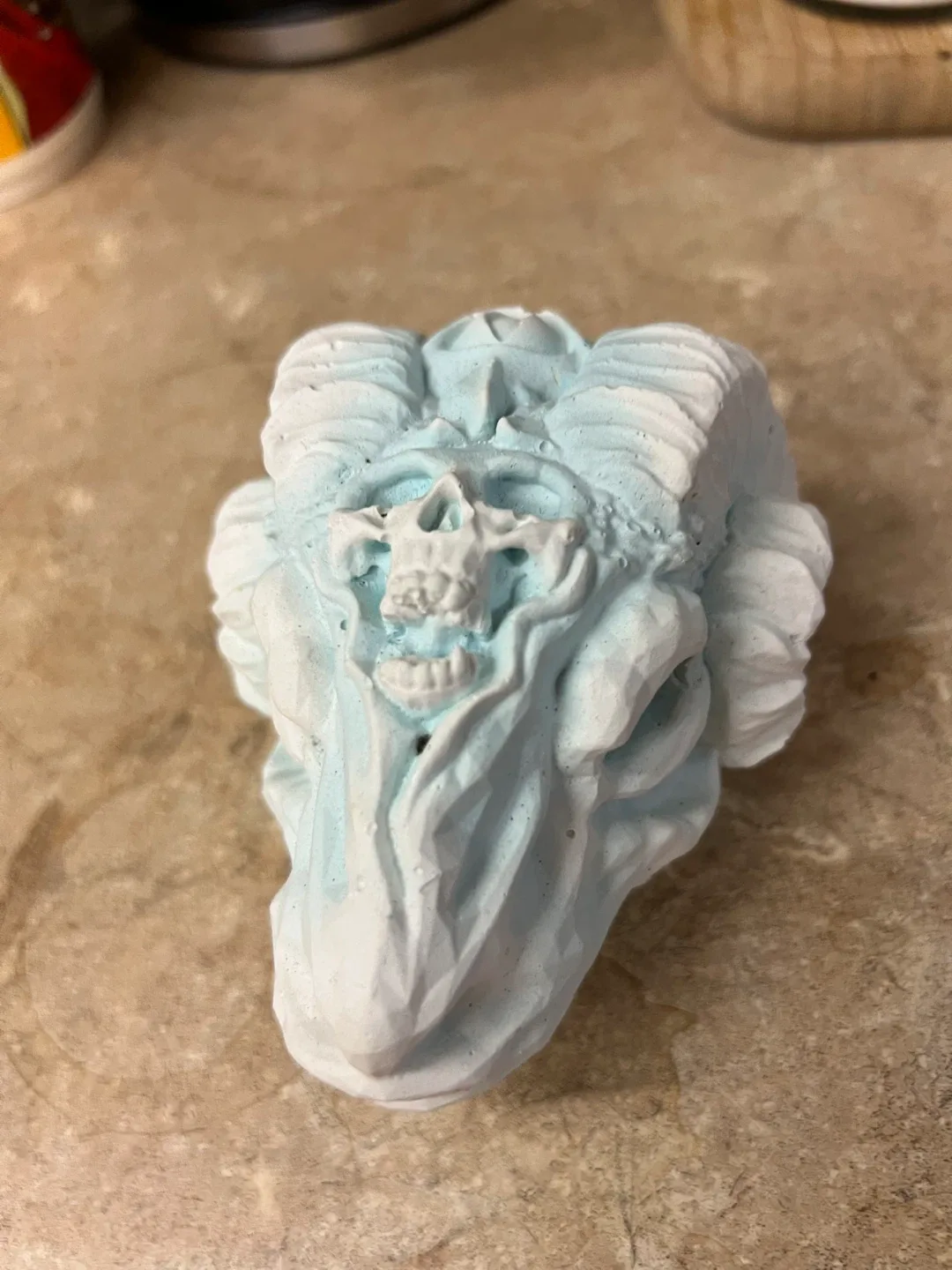 Plaster Unique Blue Skull Sculpture image indicator(2)