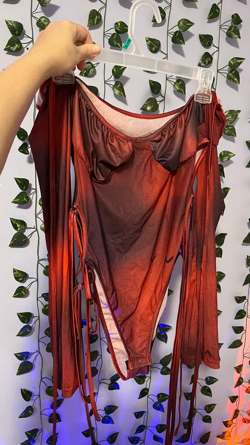 Red & Black Tie Dye Bodysuit image indicator(2)