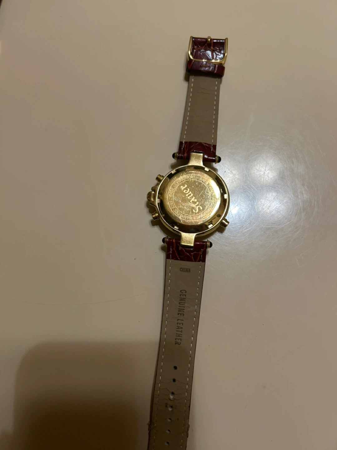 Sauer Gold Tone Watch with Leather Band