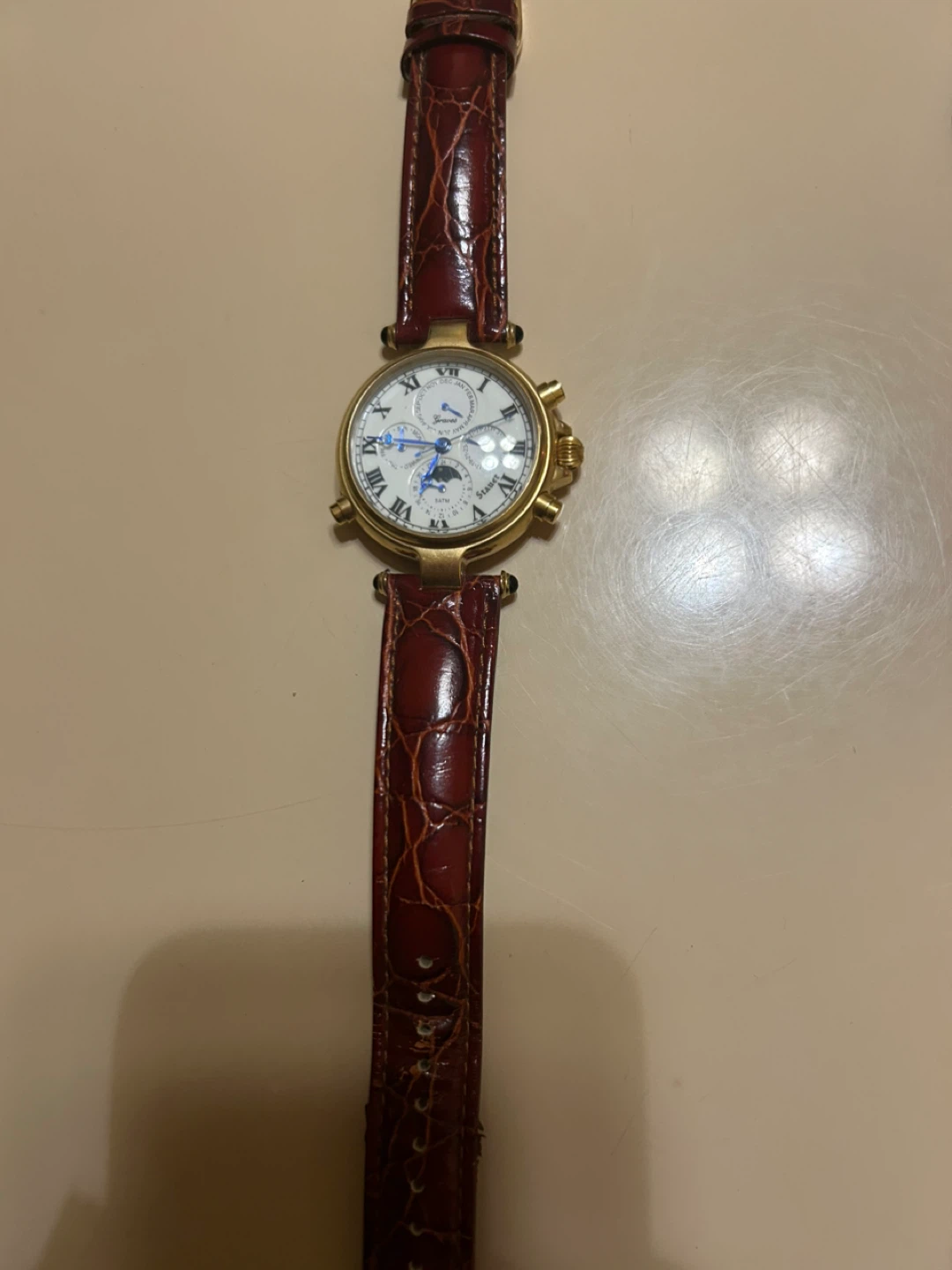Sauer Gold Tone Watch with Leather Band - photo 2
